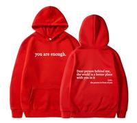 Générique 2026 Dear Person Behind Me Hoodie Sweatshirt, You are Enough Hoodie,World is A Better Place Pullover Hooded Sweater (Red,5TG)
