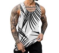 Générique 2026 Débardeur d'été pour Hommes Respirant Grande décontracté Haut sans Manches Ample imprimé débardeur (White, XL)