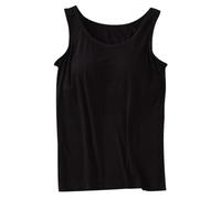 Générique 2026 Débardeur sans Manches à col Ras du Cou pour Femme, Haut avec Soutien-Gorge intégré, décontracté, Grande Taille, en Coton rembourré, Hauts d'entraînement, été, 2024 (Black, XXL)