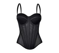 Générique 2026 Débardeur sans Manches à Corsage en avec Dentelle Transparente Ceinture à la apparente dans Le Dos, idéal pour sculpter la Quotidien. (Black, C)