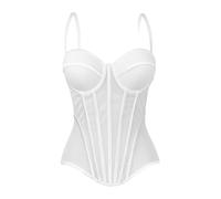 Générique 2026 Débardeur sans Manches à Corsage en avec Dentelle Transparente Ceinture à la apparente dans Le Dos, idéal pour sculpter la Quotidien. (White, D)