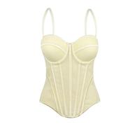 Générique 2026 Débardeur sans Manches à Corsage en avec Dentelle Transparente Ceinture à la apparente dans Le Dos, idéal pour sculpter la Quotidien. (Yellow, C)