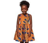 Générique 2026 Enfant en Bas âge Enfants bébé Filles Africain Dashiki Style Traditionnel sans Manches col Rond Robe Ankara Princesse Robes Tenues (Yellow, 1-2 Years)