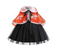 Générique 2026 Ensemble Cape Princesse Sans Manches Fille Robe Soirée Dansante Fête Halloween Tenue Élégante Enfant (Orange, 2-3 Years)