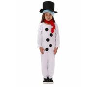Générique 2026 Ensemble de bonhomme de neige pour enfants combinaison festive de Noël garçons filles avec chapeau écharpe (White, 10-12 Years)