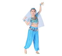 Générique 2026 Ensemble de Danse Orientale Artisanal pour Fillettes Tenue Scintillante avec Accessoires Parfait pour Spectacle Enfant (Sky Blue, 6-7 Years)