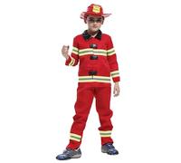 Générique 2026 Ensemble de Jeu de rôle Pompier Enfants Tenue Trois pièces Accessoires Jouets Scolaires Campus déguisement garçon Uniforme Professionnel éducatif (Red, 4-7 Years)