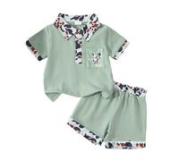 Générique 2026 Ensemble été bébé garçon T-shirt manches courtes brodé short garçonnet tenue décontractée quotidienne vêtements petit enfant (Green, 2-3 Years)
