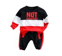 Générique 2026 Ensemble Garçon Automne Hiver Sweat Capuche Manches Longues Imprimé Lettre Mode Décontractée Bébé 0-5 Ans Enfant (Red, 90/M)