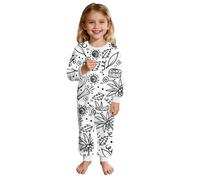 Générique 2026 Ensemble haut manches longues et pantalon pour filles parfait gribouillis tout-petits enfants tenue quotidienne décontractée automne hiver (White, 8-9 Years)
