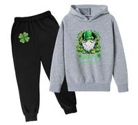 Générique 2026 Ensemble Sweat à Capuche et Pantalon de survêtement pour Enfants Tenue décontractée Deux pièces idéale pour Le Festival Irlandais (Grey, 5-6 Years)