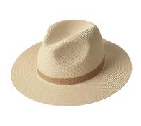 Générique 2026 été Bob Chapeau Panama Classique à Larges Bords Style canotier pour Aventures en Plein air Parfaite Solaire et élégance décontractée sur Plage et escapades (Beige, One Size)