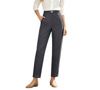 Générique 2026 Femmes Pantalons décontractés Taille Haute Tissu Polyester élasthanne Haute densité de Travail Professionnels Larges élégants et Lisses avec Poches