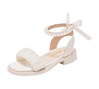 Générique 2026 Filles sandales enfants bout ouvert bride à la cheville chaussures habillées fête de mariage pour enfant en bas âge enfants princesse chaussures (Beige, 32 Big Kids)