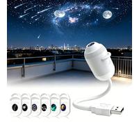 Générique 2026 HD Smart Dynamic 5D Holographic Night Light Projector, 2-in-1 Galaxy Star Projector Light with 3/6/12/24 Sliding Projection Films, Plug-and-Play, 360° Adjustable, USB Powered (6PCS)
