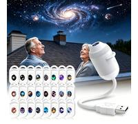 Générique 2026 HD Smart Dynamic 5D Holographic Night Light Projector, 2-in-1 Galaxy Star Projector Light with 3/6/12/24 Sliding Projection Films, Plug-and-Play, 360° Adjustable, USB Powered (24PCS)