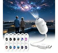 Générique 2026 HD Smart Dynamic 5D Holographic Night Light Projector, 2-in-1 Galaxy Star Projector Light with 3/6/12/24 Sliding Projection Films, Plug-and-Play, 360° Adjustable, USB Powered (12PCS)