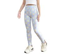 Générique 2026-Leggings en Soie de Lait pour Filles Pantalons Longs été imprimé léopard Coupe Slim Extensible Tenue Quotidienne Yoga Sportive (Sky Blue, 9-10 Years)