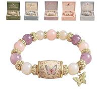 Générique 2026 Limited Edition Bluebird Blessings Bracelet with Gift Box, Hummingbird Butterfly Blessing Bracelet, Inspirational Bird Charm Bracelet, Elastic Stretch Beaded Bracelets for Women(#B)