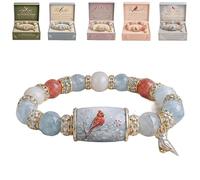 Générique 2026 Limited Edition Bluebird Blessings Bracelet with Gift Box, Hummingbird Butterfly Blessing Bracelet, Inspirational Bird Charm Bracelet, Elastic Stretch Beaded Bracelets for Women(#C)
