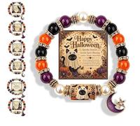 Générique 2026 Limited Edition Halloween Cat Black Pumpkin Beaded Bracelet Gift Set, Stretchable Adjustable halloween jewelry with Witch Hat Charm, Spooky Season Accessory for Women (#A)