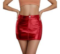 Générique 2026 Mini Jupe Femme Taille Basse- Jupe Sexy Vintage Casual Couleur Unie Slim Chic Et Élégants Cuir Verni Charme Confortable Polyvalent Courte Skirts pour Club Carnaval Fête