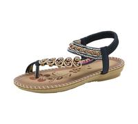 Générique 2026 Mode d'été Femmes Décontracté Bout Ouvert Plat Strass Confortable Fond Mou Respirant Bande Élastique Chaussures Sandales