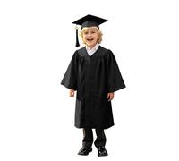 Générique 2026 multicolore pour garçons et filles, robe de spectacle sur scène pour enfants de la maternelle, remise de diplôme, baccalauréat, avec chapeau (Black, 33/XL)