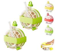 Générique 2026 New 2 in 1 Ice Cube Water Bottle with Straw, Ice Cube Bottle with Straw for Freezer, Portable Cold Drink Bottles for Travel Camping Outdoor (Green,2PCS)