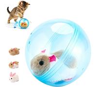 Générique 2026 New Automatic Rolling Interactive Cat Ball, Self-Moving Rolling Cat, 360° Rotating and, Indoor Interactive Pet Ball, Perfect for Cats and Dogs to Chase (White-Brown Rat,Blue)