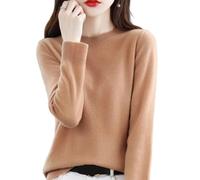 Générique 2026 New Cashmere Sweaters for Women, Cashmere Crew Neck Long Sleeve Soft Pullover Knit, 100% Cashmeres Sweaters for Women (Golden Camel,S)
