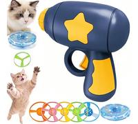 Générique 2026 New Cat Fetch Toy Launcher, Interactive Fetch Toy for Cat, Portable Battery-Free Fun Engaging Flying Disc Toy for Cats and Dogs Chasing Training (Navy Blue)