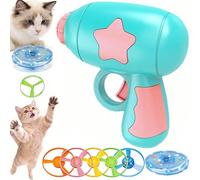 Générique 2026 New Cat Fetch Toy Launcher, Interactive Fetch Toy for Cat, Portable Battery-Free Fun Engaging Flying Disc Toy for Cats and Dogs Chasing Training (Sky Blue)