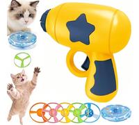 Générique 2026 New Cat Fetch Toy Launcher, Interactive Fetch Toy for Cat, Portable Battery-Free Fun Engaging Flying Disc Toy for Cats and Dogs Chasing Training (Yellow)