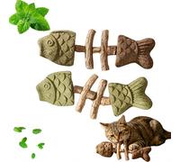 Générique 2026 New Creative Fish Bone Cat Dental Chew Toy, Silvervine Chew Sticks for Cats, Catnip and Silvervine Chew for Cats Teething and Stress, Durable Wooden Feline Tooth Care Tool B2PCS)