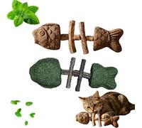 Générique 2026 New Creative Fish Bone Cat Dental Chew Toy, Silvervine Chew Sticks for Cats, Catnip and Silvervine Chew for Cats Teething and Stress, Durable Wooden Feline Tooth Care Tool (C+D2PCS)
