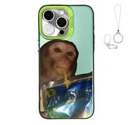 Générique 2026 New Funny Monkey Drinking Juice Phone Case, All-Inclusive Shockproof TPU Protective Cover, Compatible with iPhone 17 Pro Max to 11 Series (for iPhone 13,Green)
