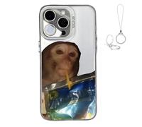 Générique 2026 New Funny Monkey Drinking Juice Phone Case, All-Inclusive Shockproof TPU Protective Cover, Compatible with iPhone 17 Pro Max to 11 Series (for iPhone 17 Pro Max,White)
