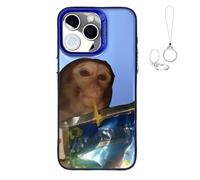 Générique 2026 New Funny Monkey Drinking Juice Phone Case, All-Inclusive Shockproof TPU Protective Cover, Compatible with iPhone 17 Pro Max to 11 Series (for iPhone 17,Blue)