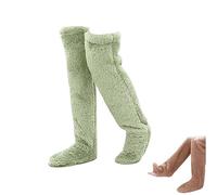 Générique 2026 New Goose Down Knee Socks for Christmas, Fuzzy Leg Warmers, Winter Soft Cozy over the Knee Long Tube Socks for Cold Weather (Green)
