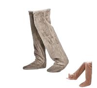 Générique 2026 New Goose Down Knee Socks for Christmas, Fuzzy Leg Warmers, Winter Soft Cozy over the Knee Long Tube Socks for Cold Weather (Light Coffee)