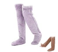 Générique 2026 New Goose Down Knee Socks for Christmas, Fuzzy Leg Warmers, Winter Soft Cozy over the Knee Long Tube Socks for Cold Weather (Purple)
