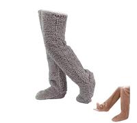 Générique 2026 New Goose Down Knee Socks for Christmas, Fuzzy Leg Warmers, Winter Soft Cozy over the Knee Long Tube Socks for Cold Weather (Deep Grey)