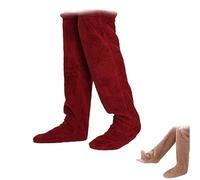Générique 2026 New Goose Down Knee Socks for Christmas, Fuzzy Leg Warmers, Winter Soft Cozy over the Knee Long Tube Socks for Cold Weather (Red)