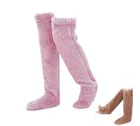 Générique 2026 New Goose Down Knee Socks for Christmas, Fuzzy Leg Warmers, Winter Soft Cozy over the Knee Long Tube Socks for Cold Weather (Deep Pink)
