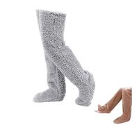Générique 2026 New Goose Down Knee Socks for Christmas, Fuzzy Leg Warmers, Winter Soft Cozy over the Knee Long Tube Socks for Cold Weather (Light Grey)