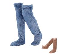 Générique 2026 New Goose Down Knee Socks for Christmas, Fuzzy Leg Warmers, Winter Soft Cozy over the Knee Long Tube Socks for Cold Weather (Blue)