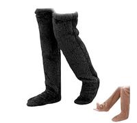 Générique 2026 New Goose Down Knee Socks for Christmas, Fuzzy Leg Warmers, Winter Soft Cozy over the Knee Long Tube Socks for Cold Weather (Black)