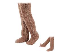 Générique 2026 New Goose Down Knee Socks for Christmas, Fuzzy Leg Warmers, Winter Soft Cozy over the Knee Long Tube Socks for Cold Weather (Brown)
