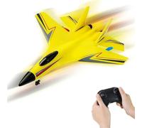 Générique 2026 New Gravity Gliders Airplane, Remote Control Airplane, Gravity Glider Foam RC Fighter with Lights Glider Airplanes Model (Yellow)